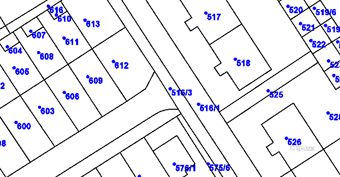 Parcela st. 516/3 v KÚ Pustiměř, Katastrální mapa