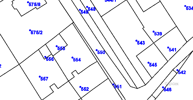 Parcela st. 550 v KÚ Pustiměř, Katastrální mapa