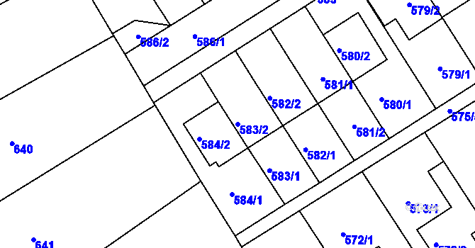 Parcela st. 583/2 v KÚ Pustiměř, Katastrální mapa
