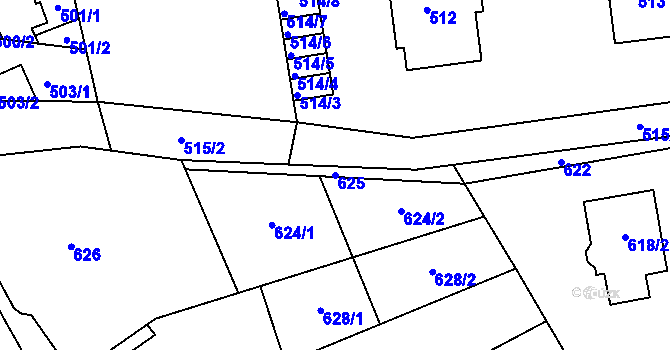 Parcela st. 625 v KÚ Pustiměř, Katastrální mapa