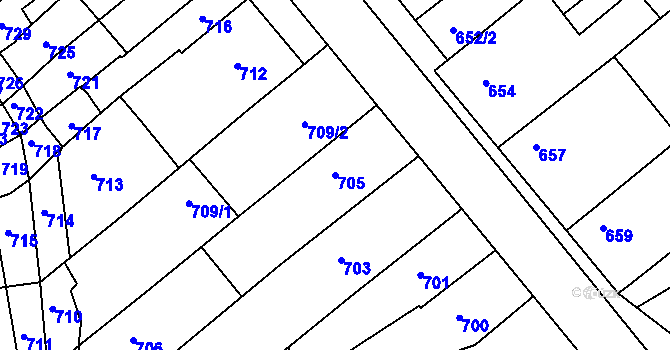 Parcela st. 705 v KÚ Pustiměř, Katastrální mapa