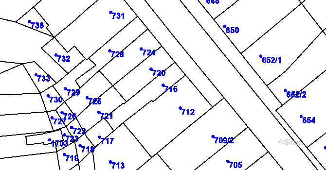 Parcela st. 716 v KÚ Pustiměř, Katastrální mapa