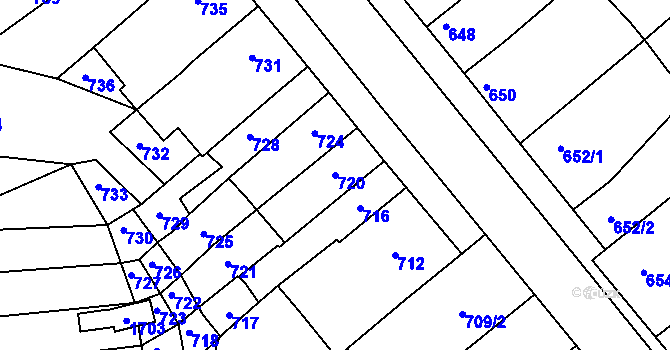 Parcela st. 720 v KÚ Pustiměř, Katastrální mapa