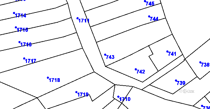 Parcela st. 743 v KÚ Pustiměř, Katastrální mapa