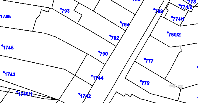 Parcela st. 790 v KÚ Pustiměř, Katastrální mapa