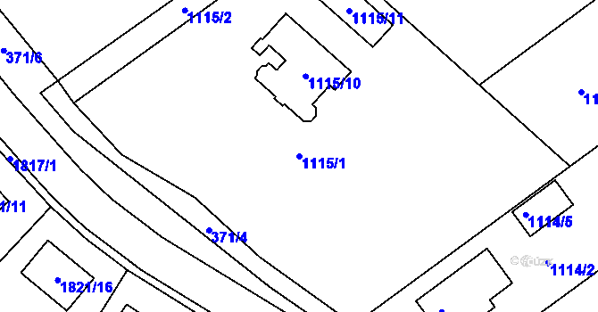 Parcela st. 1115/1 v KÚ Pustiměř, Katastrální mapa