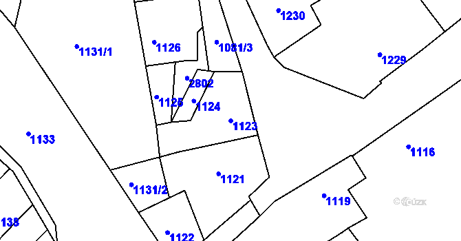 Parcela st. 1123 v KÚ Pustiměř, Katastrální mapa