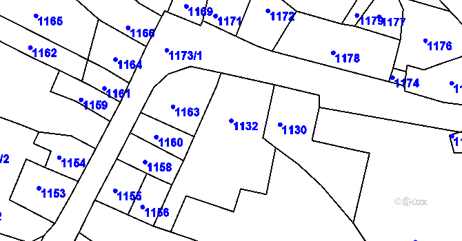 Parcela st. 1132 v KÚ Pustiměř, Katastrální mapa