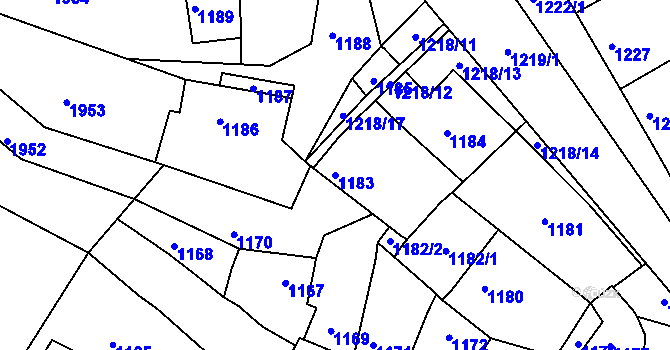 Parcela st. 1183 v KÚ Pustiměř, Katastrální mapa