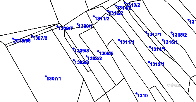 Parcela st. 1309/6 v KÚ Pustiměř, Katastrální mapa