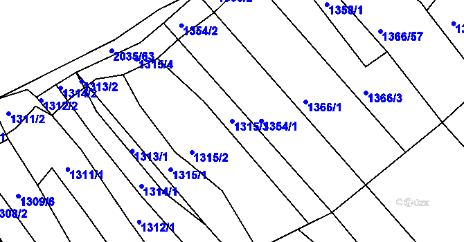 Parcela st. 1315/3 v KÚ Pustiměř, Katastrální mapa