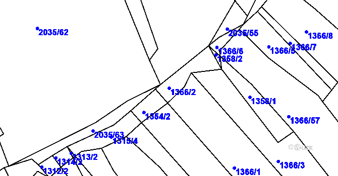 Parcela st. 1366/2 v KÚ Pustiměř, Katastrální mapa