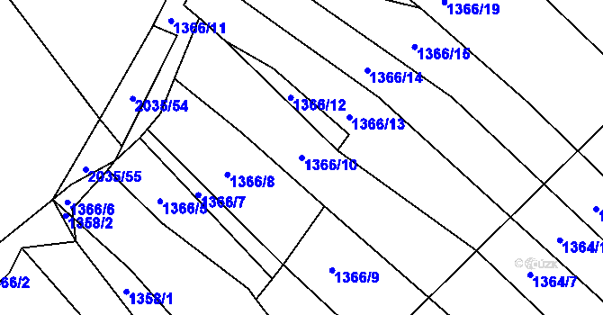 Parcela st. 1366/10 v KÚ Pustiměř, Katastrální mapa