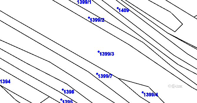 Parcela st. 1399/3 v KÚ Pustiměř, Katastrální mapa
