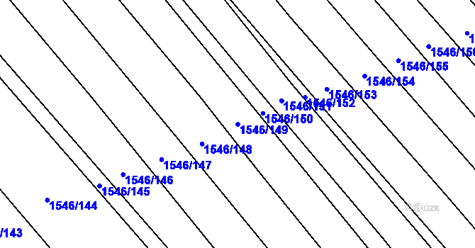 Parcela st. 1546/149 v KÚ Pustiměř, Katastrální mapa