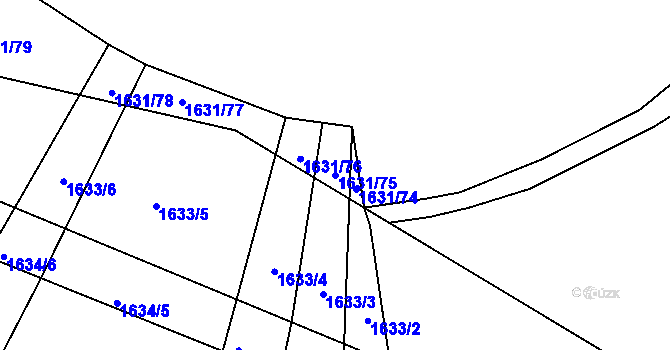 Parcela st. 1631/75 v KÚ Pustiměř, Katastrální mapa