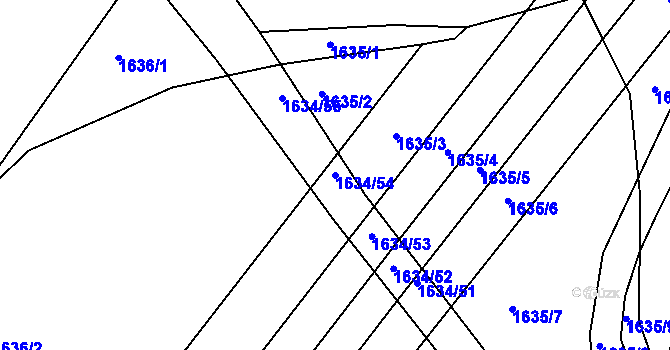 Parcela st. 1634/54 v KÚ Pustiměř, Katastrální mapa
