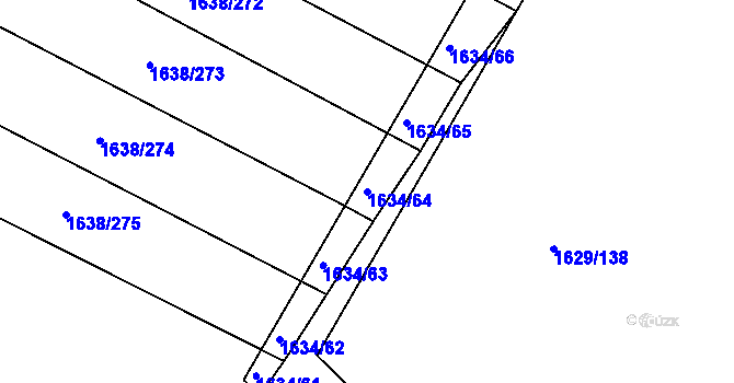 Parcela st. 1634/64 v KÚ Pustiměř, Katastrální mapa