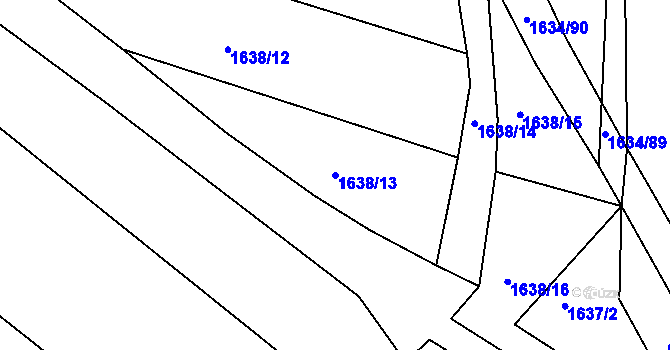 Parcela st. 1638/13 v KÚ Pustiměř, Katastrální mapa