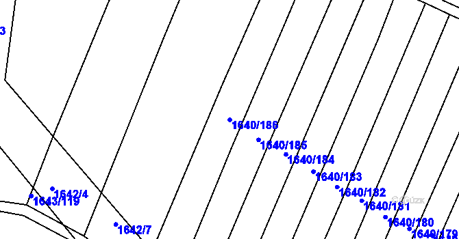 Parcela st. 1640/186 v KÚ Pustiměř, Katastrální mapa