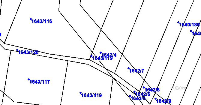 Parcela st. 1642/4 v KÚ Pustiměř, Katastrální mapa