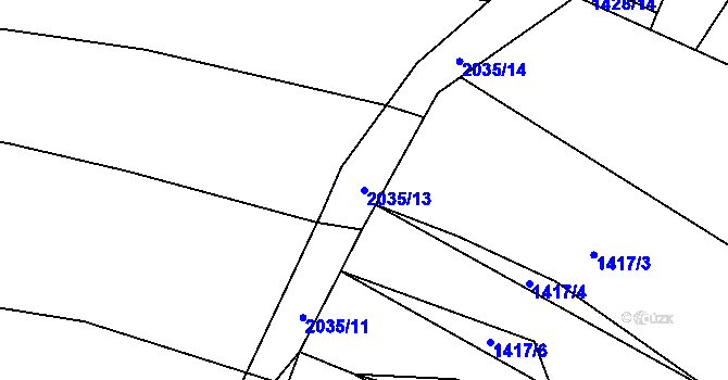 Parcela st. 2035/13 v KÚ Pustiměř, Katastrální mapa