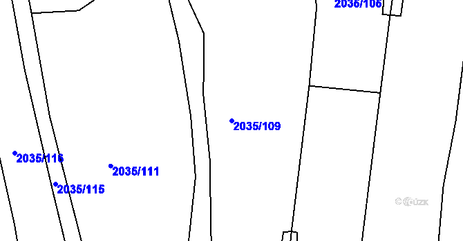 Parcela st. 2035/109 v KÚ Pustiměř, Katastrální mapa