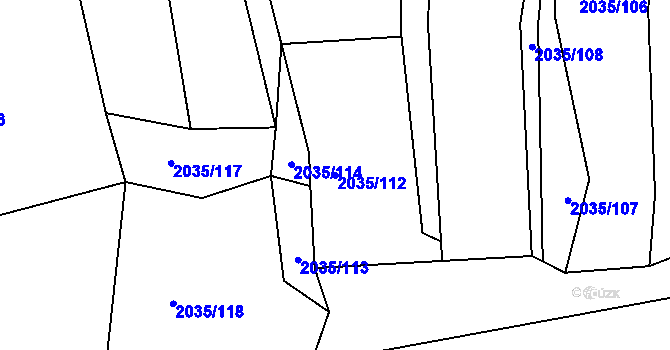Parcela st. 2035/112 v KÚ Pustiměř, Katastrální mapa