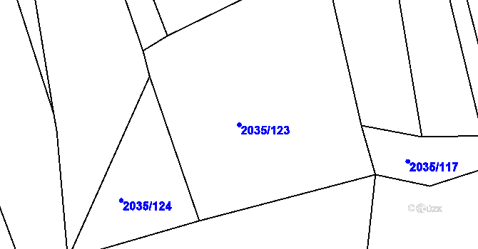 Parcela st. 2035/123 v KÚ Pustiměř, Katastrální mapa