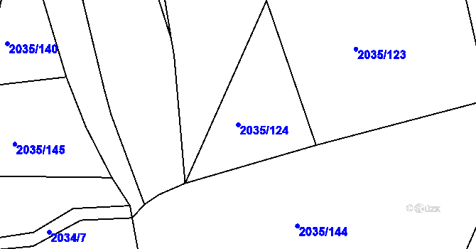 Parcela st. 2035/124 v KÚ Pustiměř, Katastrální mapa