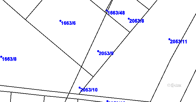 Parcela st. 2053/9 v KÚ Pustiměř, Katastrální mapa