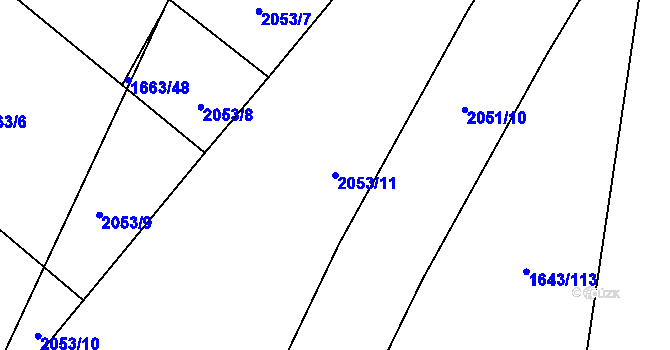 Parcela st. 2053/11 v KÚ Pustiměř, Katastrální mapa