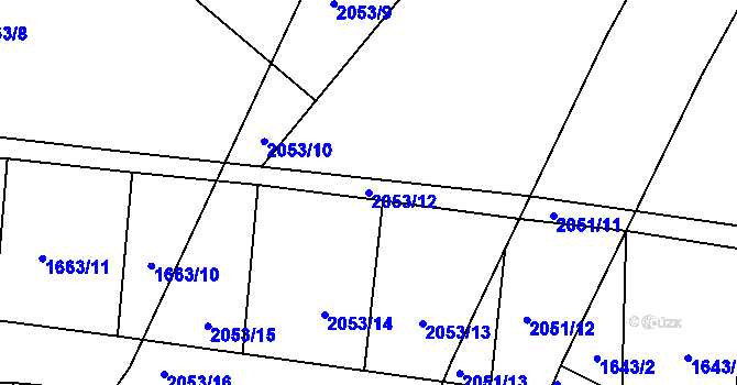 Parcela st. 2053/12 v KÚ Pustiměř, Katastrální mapa