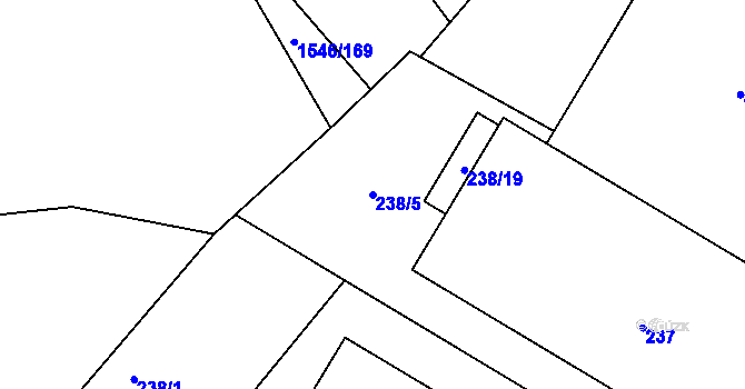 Parcela st. 238/5 v KÚ Pustiměř, Katastrální mapa
