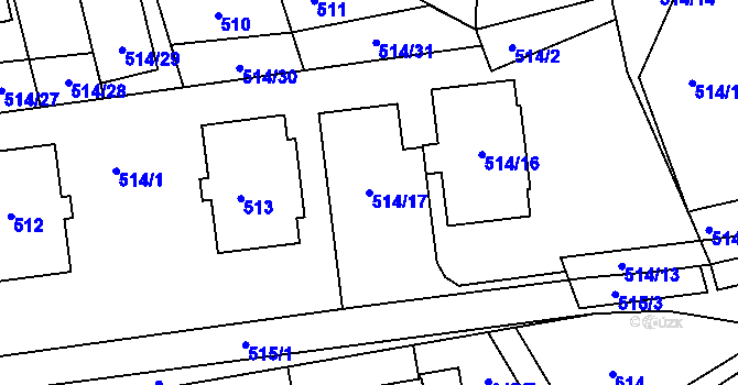 Parcela st. 514/17 v KÚ Pustiměř, Katastrální mapa