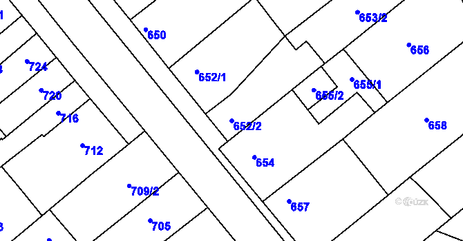 Parcela st. 652/2 v KÚ Pustiměř, Katastrální mapa