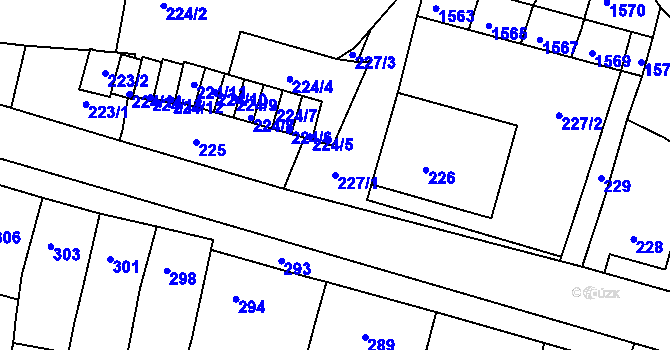 Parcela st. 227/1 v KÚ Pustiměř, Katastrální mapa
