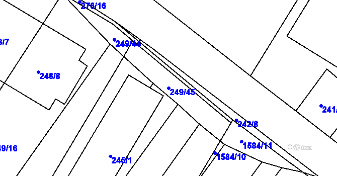 Parcela st. 249/45 v KÚ Pustiměř, Katastrální mapa