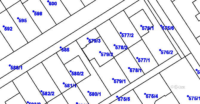 Parcela st. 579/2 v KÚ Pustiměř, Katastrální mapa