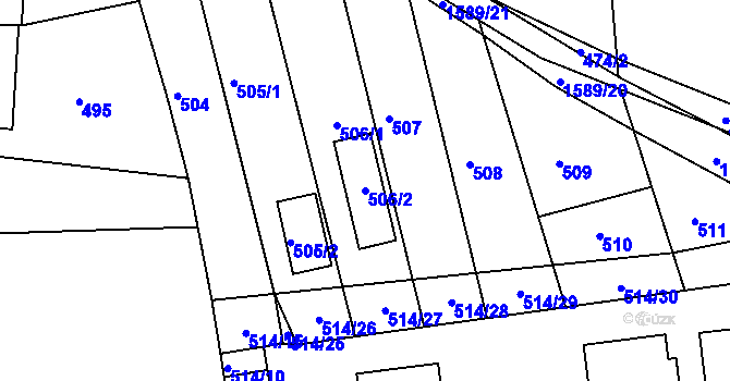 Parcela st. 506/2 v KÚ Pustiměř, Katastrální mapa