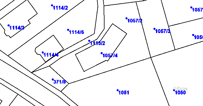 Parcela st. 1057/4 v KÚ Pustiměř, Katastrální mapa