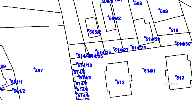 Parcela st. 514/26 v KÚ Pustiměř, Katastrální mapa