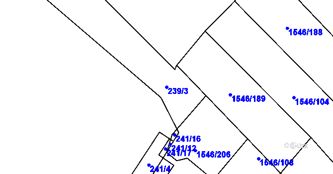 Parcela st. 239/3 v KÚ Pustiměř, Katastrální mapa