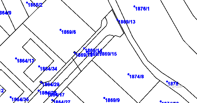 Parcela st. 1869/15 v KÚ Pustiměř, Katastrální mapa
