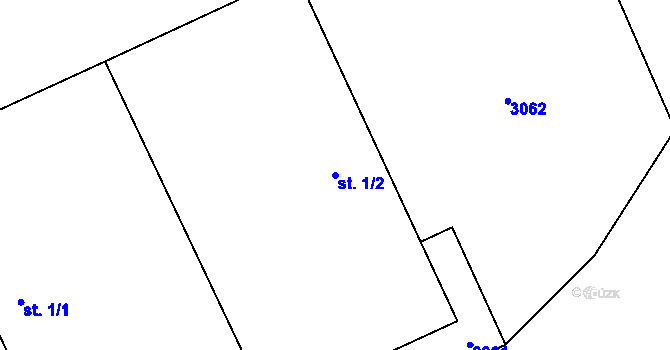 Parcela st. 1/2 v KÚ Pustina, Katastrální mapa