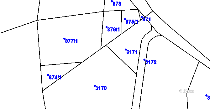 Parcela st. 376/7 v KÚ Pustina, Katastrální mapa