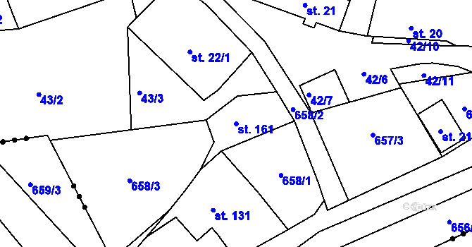 Parcela st. 161 v KÚ Pustověty, Katastrální mapa