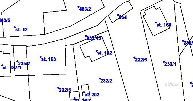 Parcela st. 162 v KÚ Pustověty, Katastrální mapa