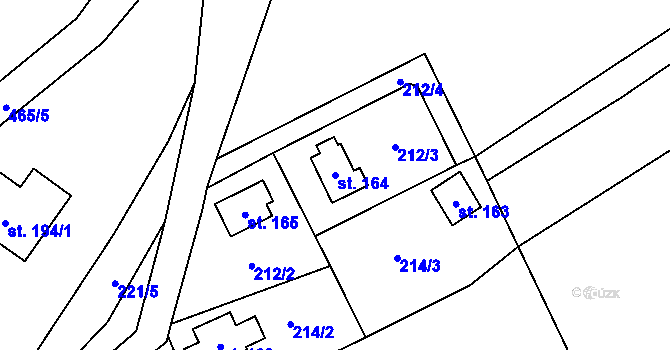 Parcela st. 164 v KÚ Pustověty, Katastrální mapa