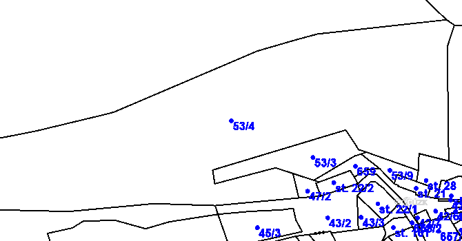 Parcela st. 53/4 v KÚ Pustověty, Katastrální mapa